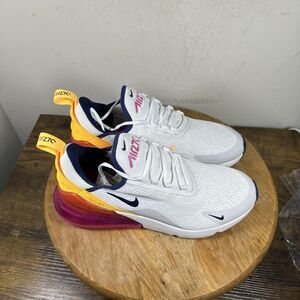 Nike Air Max 270 White and Pink Athletic Shoes
